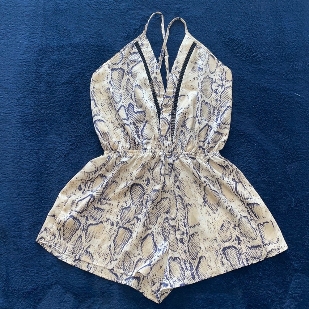 No 1 Los Angeles Snakeskin Print Romper.